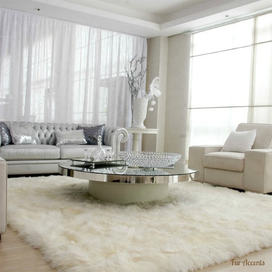 high quality custom polyester acrylic large carpet square faux fur shag rug white faux fur rug