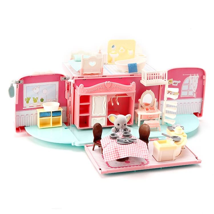 High Quality Plastic Diy Preschool Cute Kids Girls Toys Bus Pretend Play