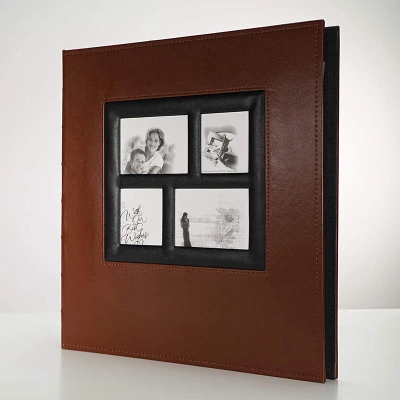 High Quality PU Leather Cover Photo Album With Custom Logo 9-pocket Binder Printing Leather Card Album