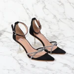 High Quality Strap Crystal Rhinestone Shoe Charm Women Stilettos High Heel Shoes