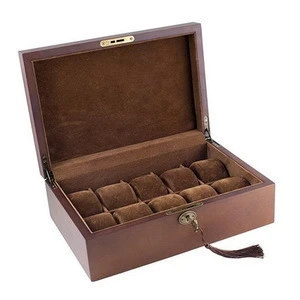 High Quality Vintage Finish Wooden Watch Collection Display Box with Solid Top Watch Case