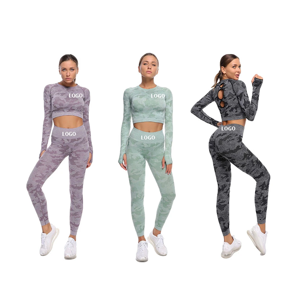 high quality women fitness active wear private label jogging suit nylon 3pcs seamless scunch contour high waist tops yoga sets