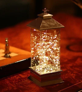 Home decor plastic christmas led light string copper wire lantern