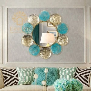 Home decoration figurative antique flowering wall art hanging decorative mirror