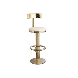 Home furniture modern stainless steel gold finish italian leather vintage barstool chairs metal high stool bar chair