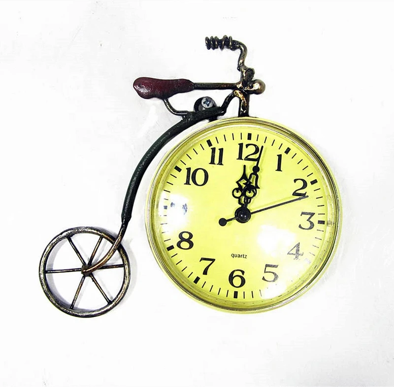 Home Hanging Clock with Metal Vintage Bicycle Shape Wall Decor