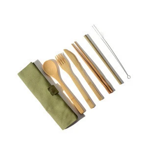 Hot Promotion Bamboo Flatware Set Degradable Bamboo Cutlery Set Travel Superior Quality Bamboo Spoon And Fork