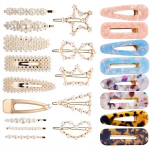 Hot Sale Bulk Fancy Elegant Unique Pearl Hair Clip Gold Metal with Pearl Hairclips Hairgrips For Women