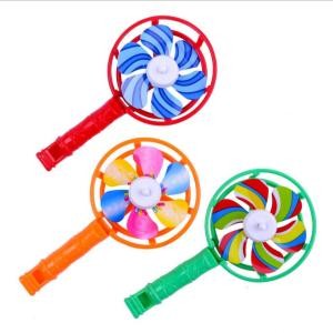 Hot sale plastic small whistle toy with colorful windmills promotional gifts for kids