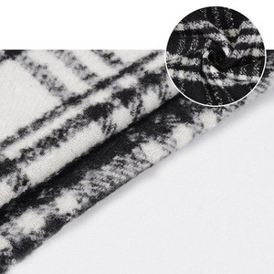 Hot sale textiles black white plaid wool tweed knitting fabric for coat
