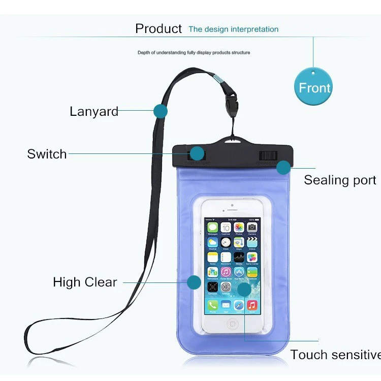 Hot Sale Universal Water Proof PVC Mobile Phone Cases Clear Pouch Waterproof bag,Water Proof Cell Phone Bag With Lanyard