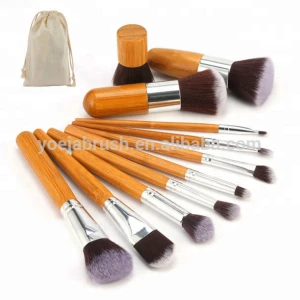 Hot selling custom make-up pensel 11 pcs bamboo makeup brush