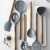 Hot Selling Durable Cooking Tool Set, Eco-friendly  7 Pieces  Wooden Handle Silicone Kitchen Utensils Set