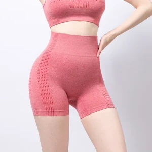 Hot Selling High Elastic Sport Shorts High Waist Running Gym Fitness Pants Seamless Dot Knitting Yoga Shorts