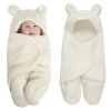 Hot selling wholesale newborn babies white soft warm lamb cashmere baby swaddle wrap autumn winter thickening baby sleeping bag