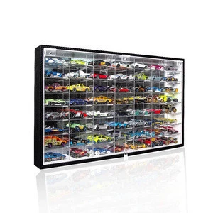 Hot Wheels 1/64 Scale Diecast Display Case Storage Cabinet Shelf Wall Mount Rack for 56 Hot Wheels