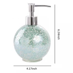 Hotsale 4pcs Glass Mosaic Bathroom Accessories Set with Lotion Dispenser Soap Pump Cotton Jar Vanity Tray and Toothbrush Holder