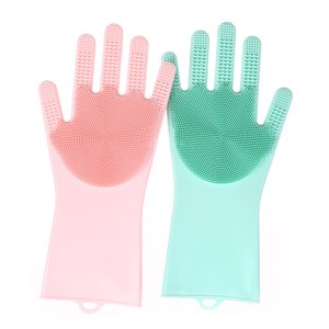 Household Products Silicone Scrubber Gloves  House Cleaning  Kitchen Gloves With a Sponge