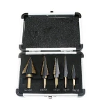Hss 5pcs 1/4 3/4 inch titanium Triangle Shank step cone taper drill Bits Set for Pagoda Drill Wood Metal Drilling