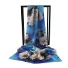 indian pure satin scarves blue chinese shawls double sided 100% silk shawl