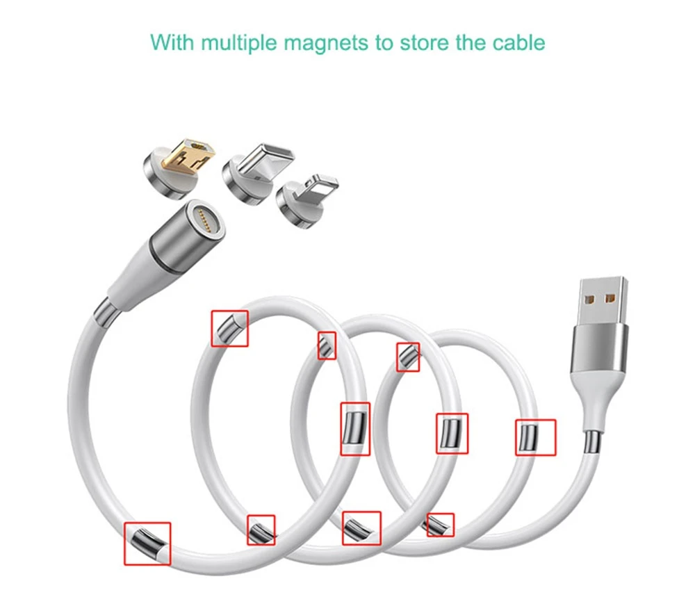 IPSKY phone charging products Brand New Products rotate magnetic cable 3 in 1 connectors 3A data transmission USB Cable