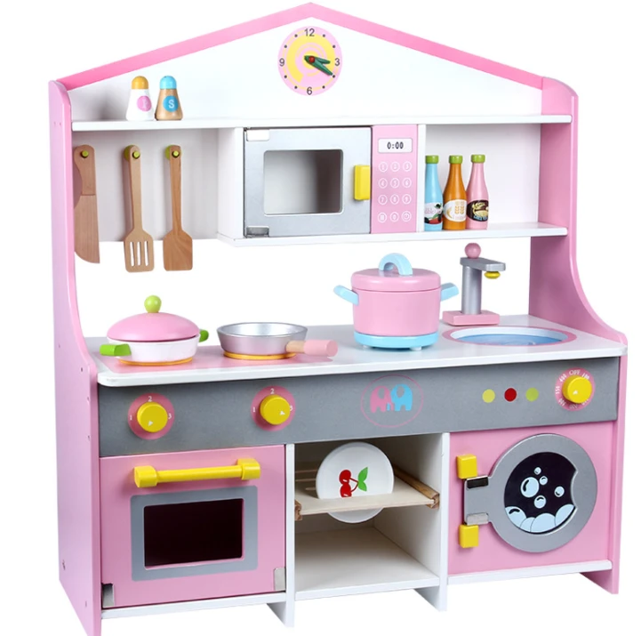 Japanese pretend play kitchen home cooking table children simulation kitchen toys set wooden toy kitchen