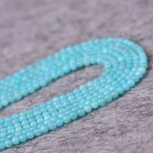 Kahkashan Jewelry Natural Amazonite 2mm Round Loose Beads DIY Jewelry Making  Factory Wholesale Stone Beads Blue Color