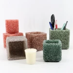 K&B indoor multifunctional small cube glass garden waterproof flower pots planters pen holder candle holder jars in bulk
