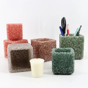 K&amp;B indoor multifunctional small cube glass garden waterproof flower pots planters pen holder candle holder jars in bulk