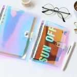 Kawaii office school stationery production supplies notebook paper folder file holder A5 laser PVC cover 6 ring binder