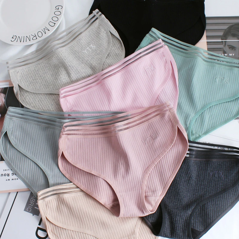 KK003 New product  mid-waist breathable cotton underwear ladies simple sexy briefs package hip solid color girl