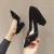 Import Korean style thick-heeled high-heeled shoes women 2021 spring style pointed rivet high-heeled pumps womens black dress shoes from China
