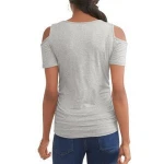 Ladies shoulder down customized t shirt/womens maternity clothing