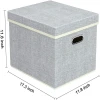 Large Linen Fabric Storage Bins Set of 3, Collapsible Storage Cubes Baskets Container with Covers
