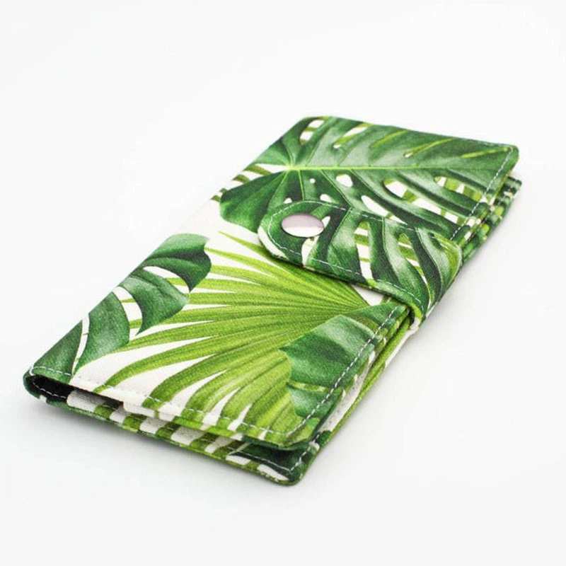 Leaf Canvas Purse Wholesale Personalized Card Holder Snap Tropical Leaves Wallet