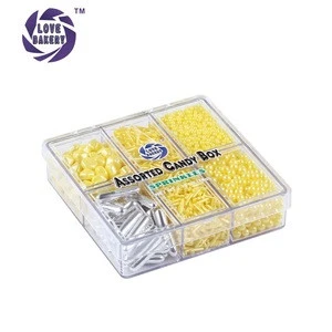 Love Bakery Yellow Assorted Candy Box Colorful 2mm Nonpareils  Press Candy Jimmies HALAL Certified Sprinkles Cake Decorations