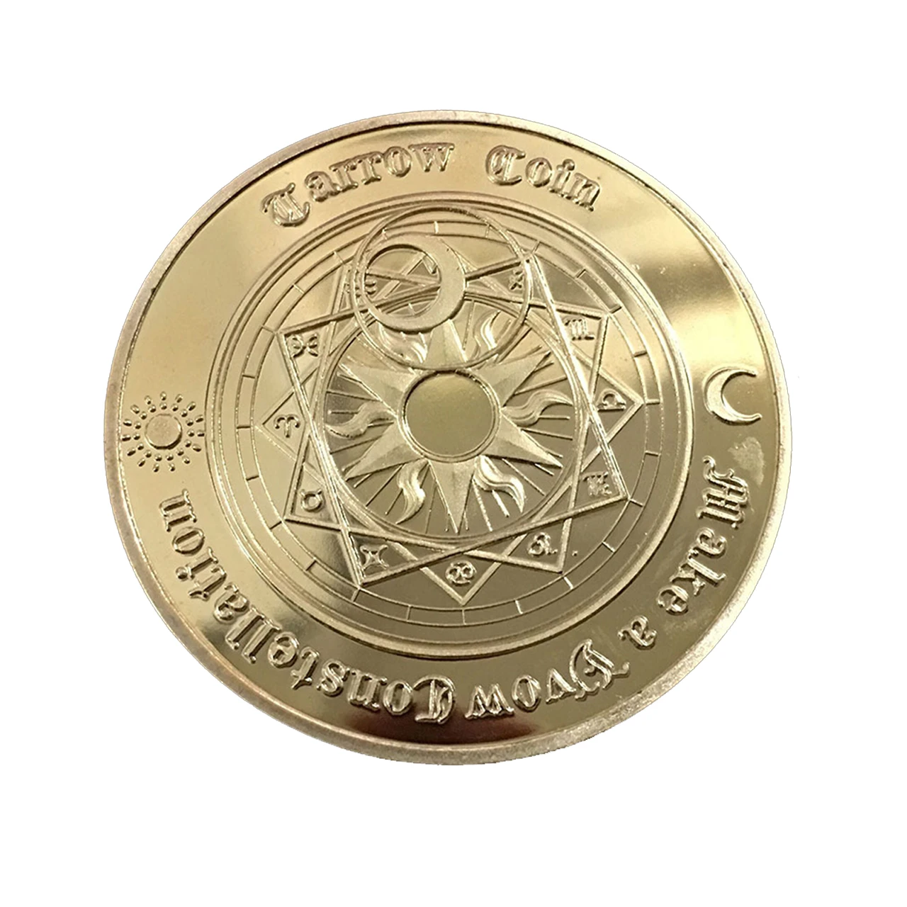 Lucky Tarot Coin Art Metal Craft Divination Sun Moon Constellation Challenge Coin Feng Shui Coins Collectibles Gift