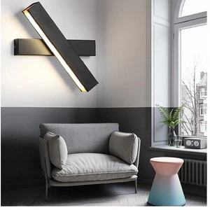 LukLoy Modern LED Wall Lamp 360 Degree Rotation Adjustable Sconce Bedside Wall Light for Living Room Black Modern Aisle LED Lamp