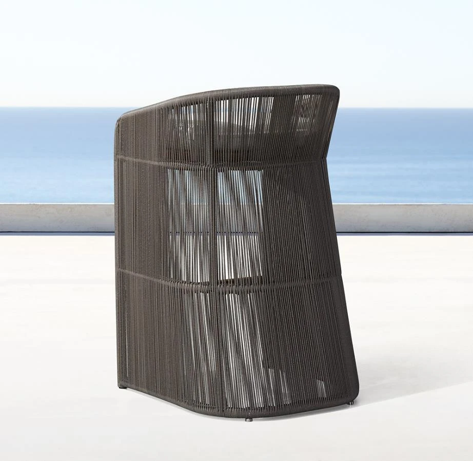 Luxury furniture teak outdoor armchair all-weather garden rope woven bar stool