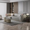Luxury italian design stainless steel decoration furniture living room sofa genuine leather sofa set CELS004