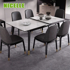 Luxury Style Marble design Modern adjustable Dining Room Furniture Ceramics Dining Table porcelain dining table