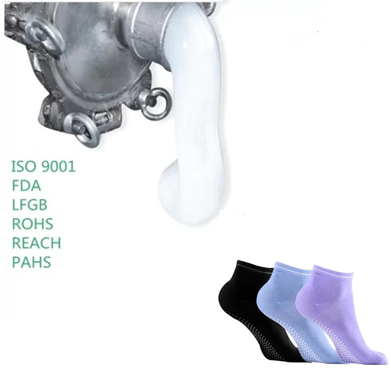 make anti-socks liquid silicone rubber coating dot transparent lsr silicon on textile surface