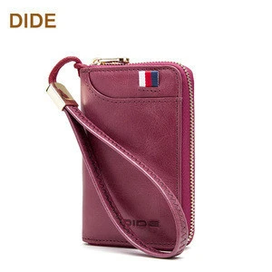 Manufacturer direct supply real leather zipper key wallet for women