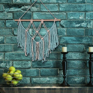Manufacturers cotton wall hanging blue cotton hand made macrame wall tapestry