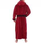 Mens Stitching Color Winter Plush Lengthened Homewear Long Sleeve Nightgown Kimono Bathrobe