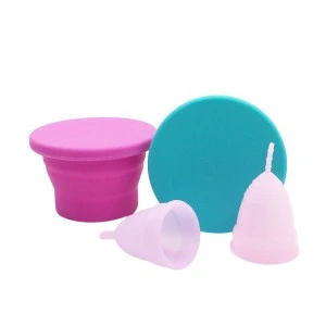 Menstrual Cups Set of 4 with Free Collapsible Silicone Cup Which for Sterilizing and Storing Menstrual Cups
