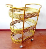 metal 2 tiers glass Tea Trolley