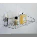 Metal Bathroom Accessories Iron Wire Hanging Wall Mounted Storage Rack with Strong Sticker