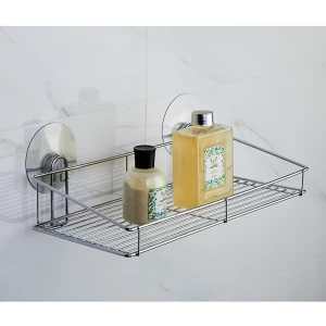 Metal Bathroom Accessories Iron Wire Hanging Wall Mounted Storage Rack with Strong Sticker