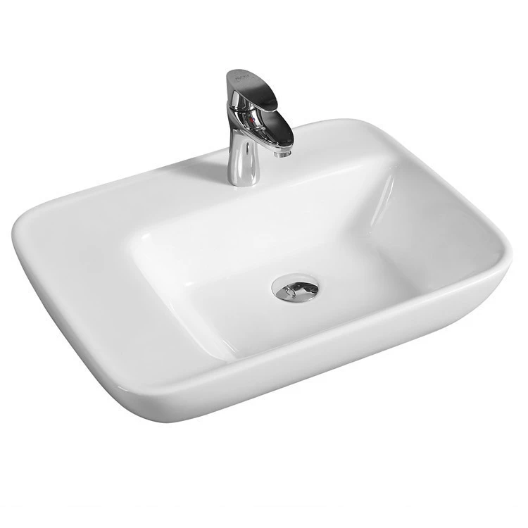 Modern commercial countertop single hole wash basin white ceramic sanitary ware rectangular bathroom sink
